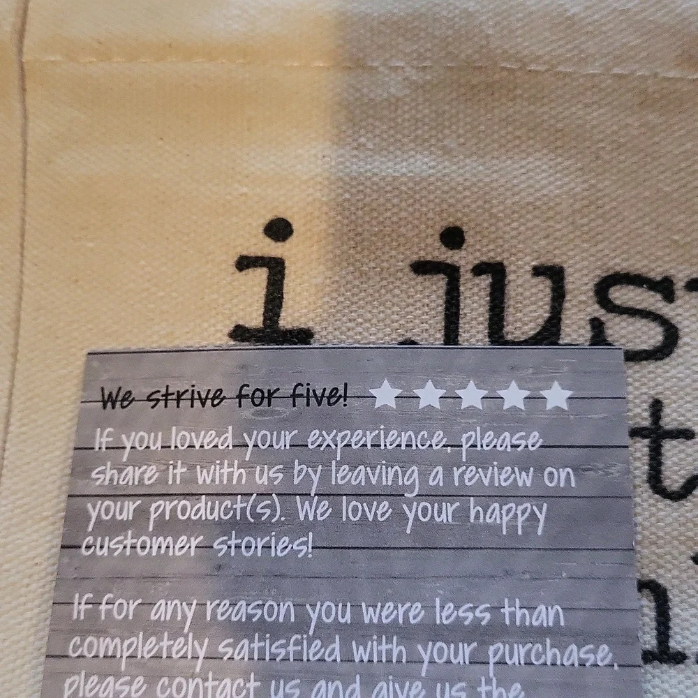 ZOEYS ATTIC Cream Dog Tote Bag SMALL WORDS ABOVE CLOTH bagged